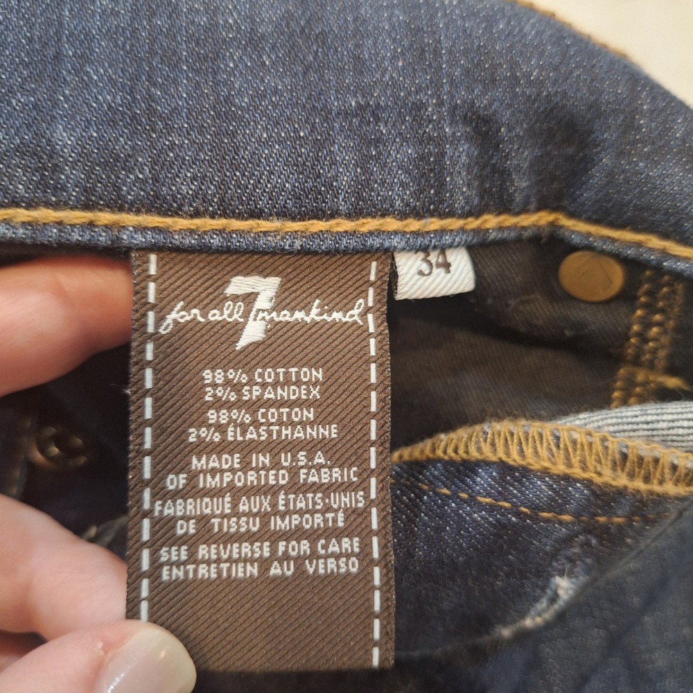 7 For All Mankind Standard Jeans Mens 34 Dark Blue Straight Leg Button Fly Denim - Picture 2 of 8